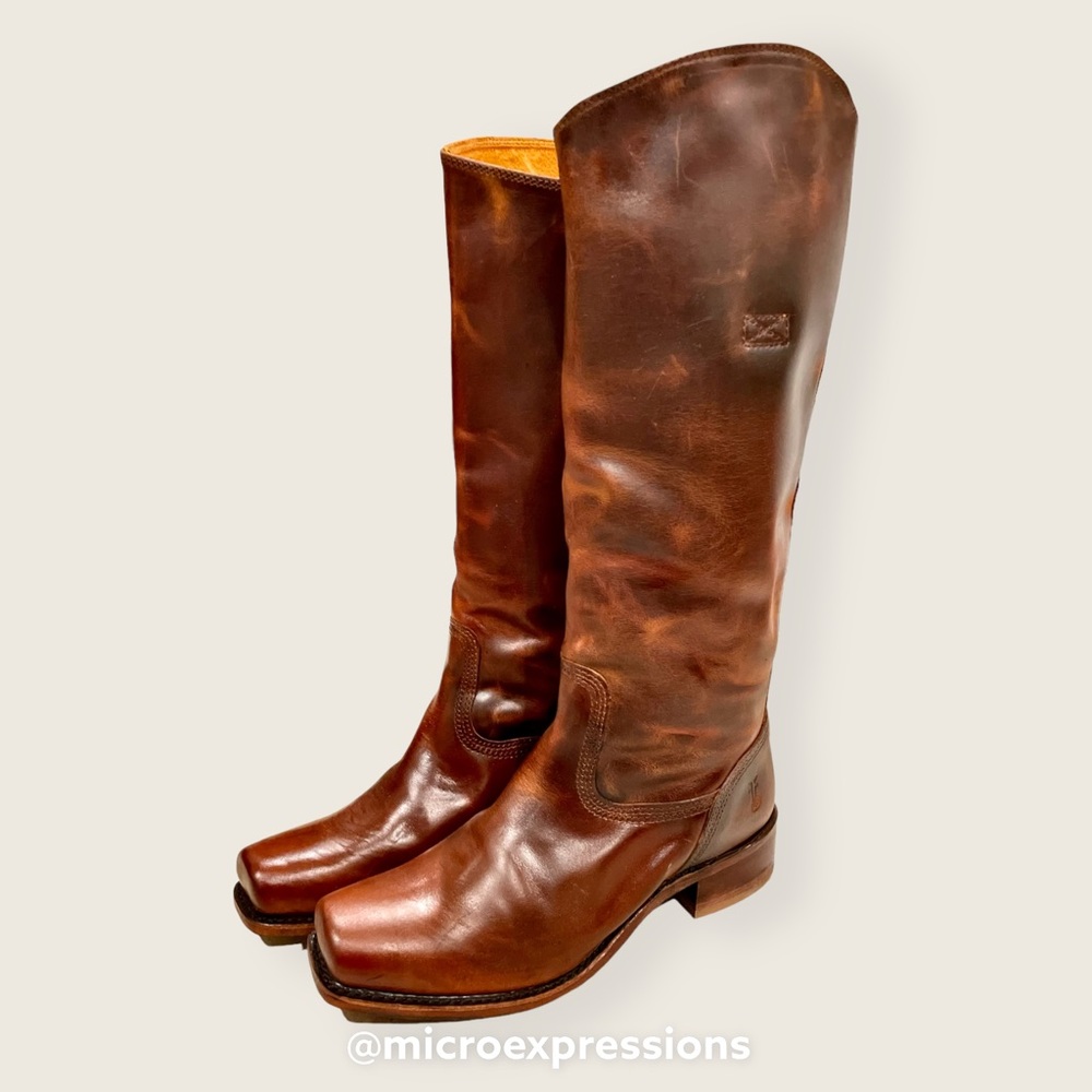 RARE Frye 150th ANNIVERSARY Cavalry 12L Cognac Leather Vintage Tall Campus Boot - Picture 9 of 16